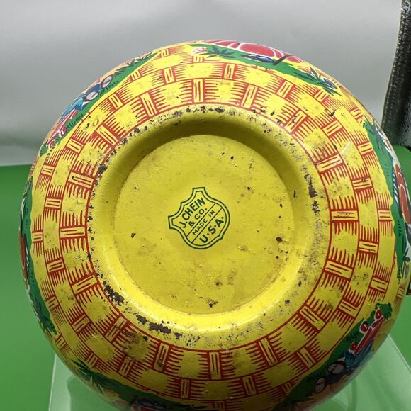 Vintage J Chein Easter Tin Toy Basket Storybook Characters Made in USA 1950s - Picture 7 of 8